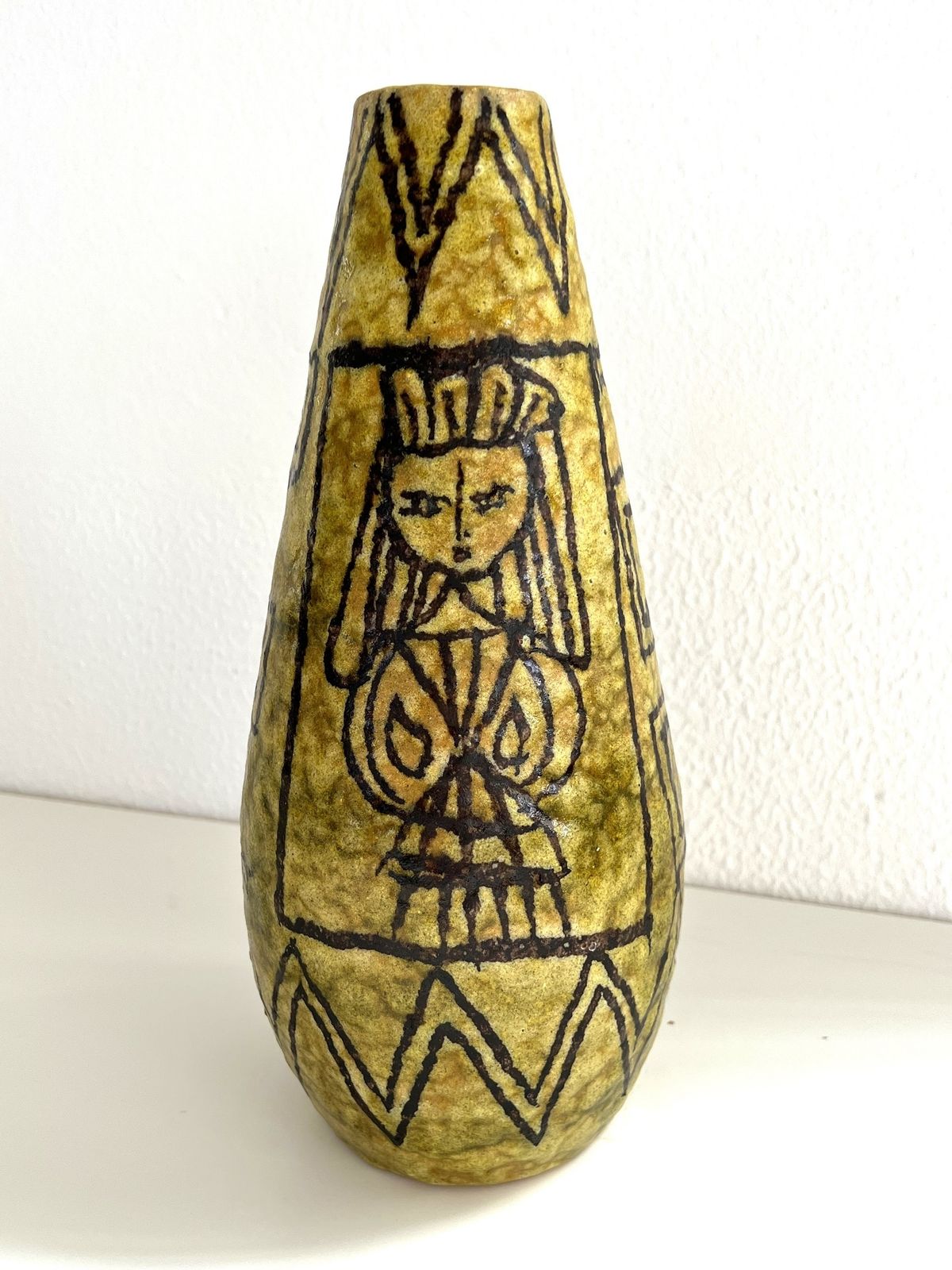 photo for sale Italian Mid Century Ceramic Vase In Guido Gambone Style, 1950s