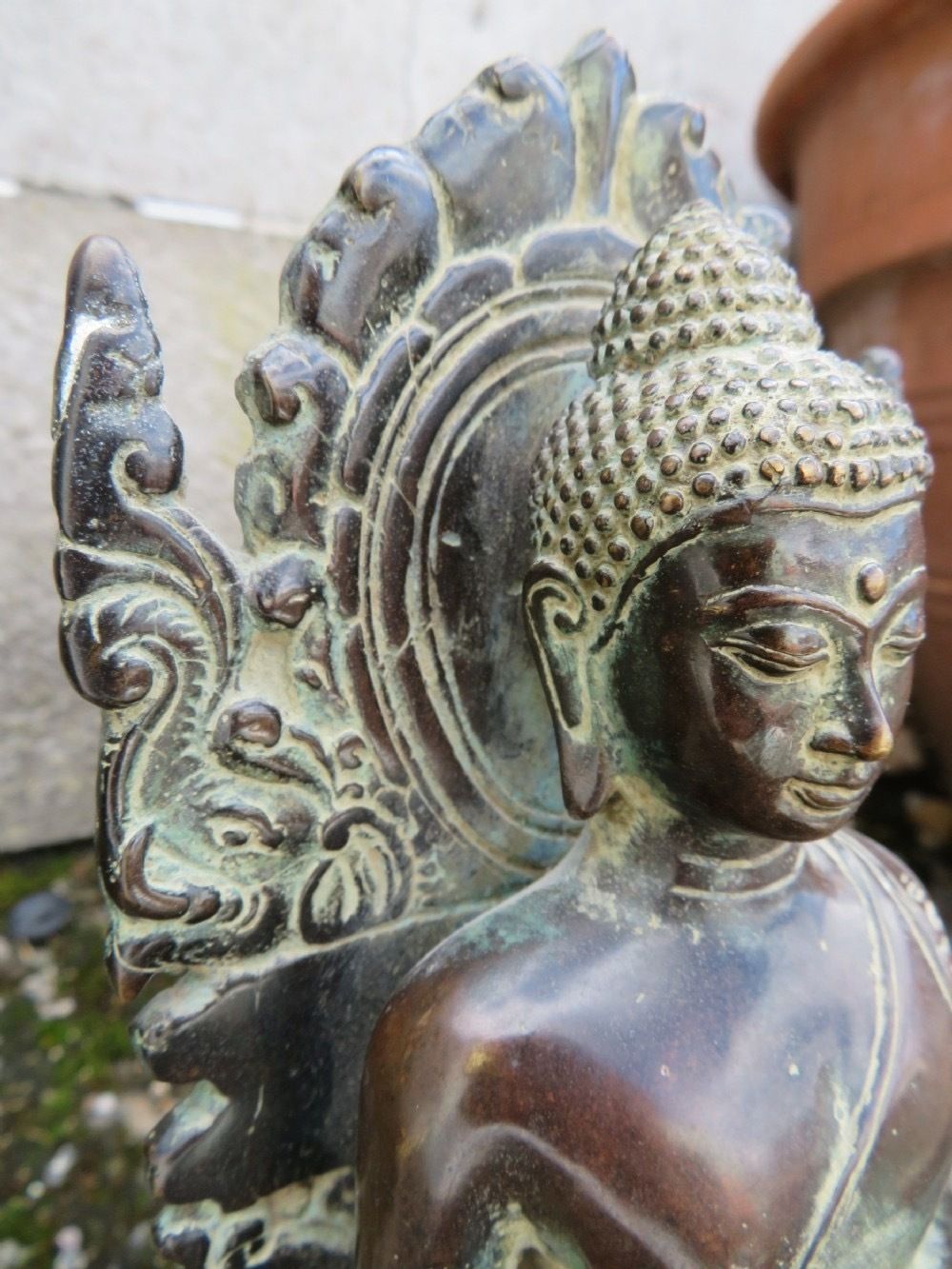 A Copper Alloy Seated Figure Of Buddha In The European Fashion. Indonesian Archipelago,Central Java. Circa Early 15th Century.. photo vintage