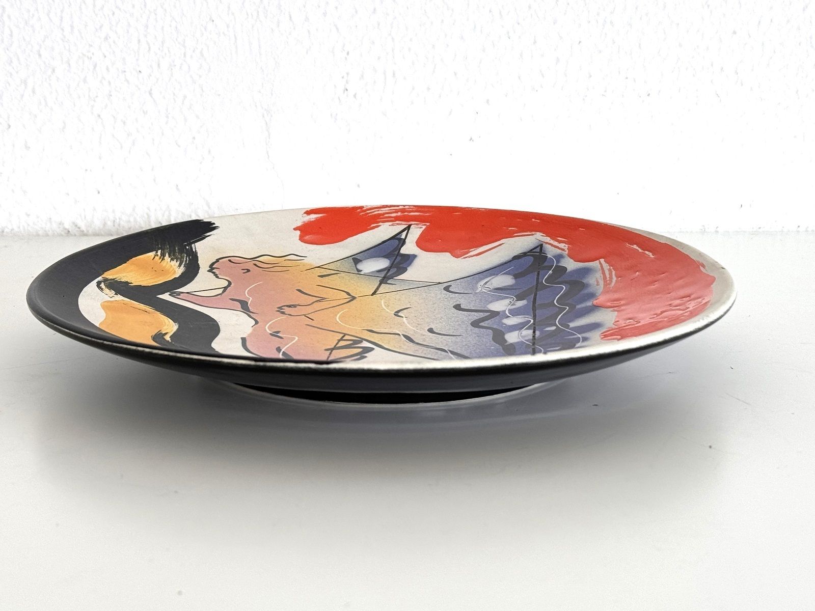 Italian Mid Century Ceramic Wall Plate Decoration By Paolo Buggiani, 1989 photo furniture