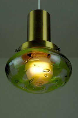 Handblown Glass & Brass Pendant Lights By Paul Kedelv For Flygsfors, Sweden, 1970s, Set Of 2 photo buy