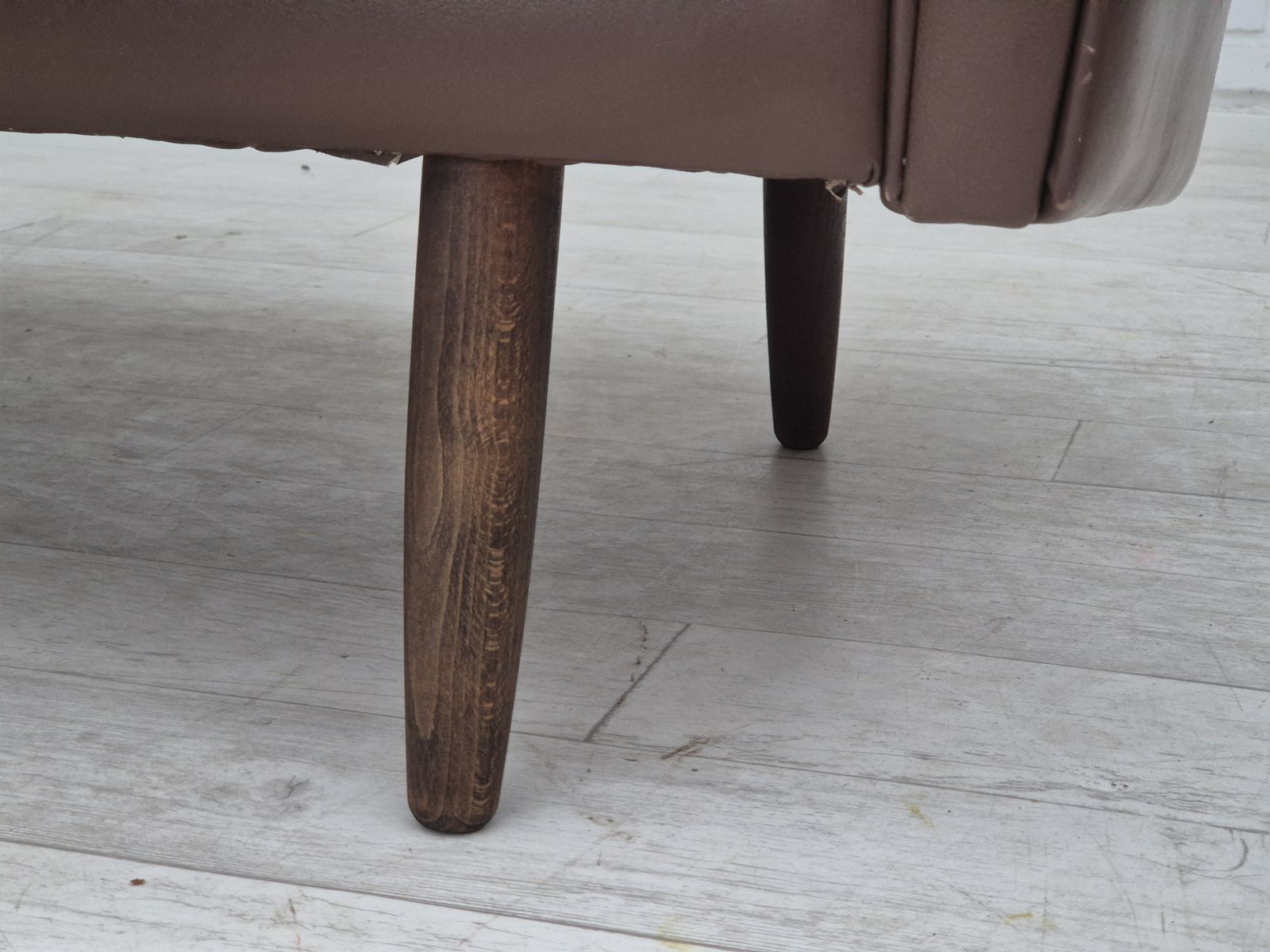 1970s, Danish 2 Seater Sofa, Original Condition, Brown Leather. photo vintage