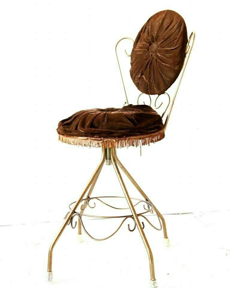 Chocolate Brown Velvet Vanity Chair, 1960s photo vinterior
