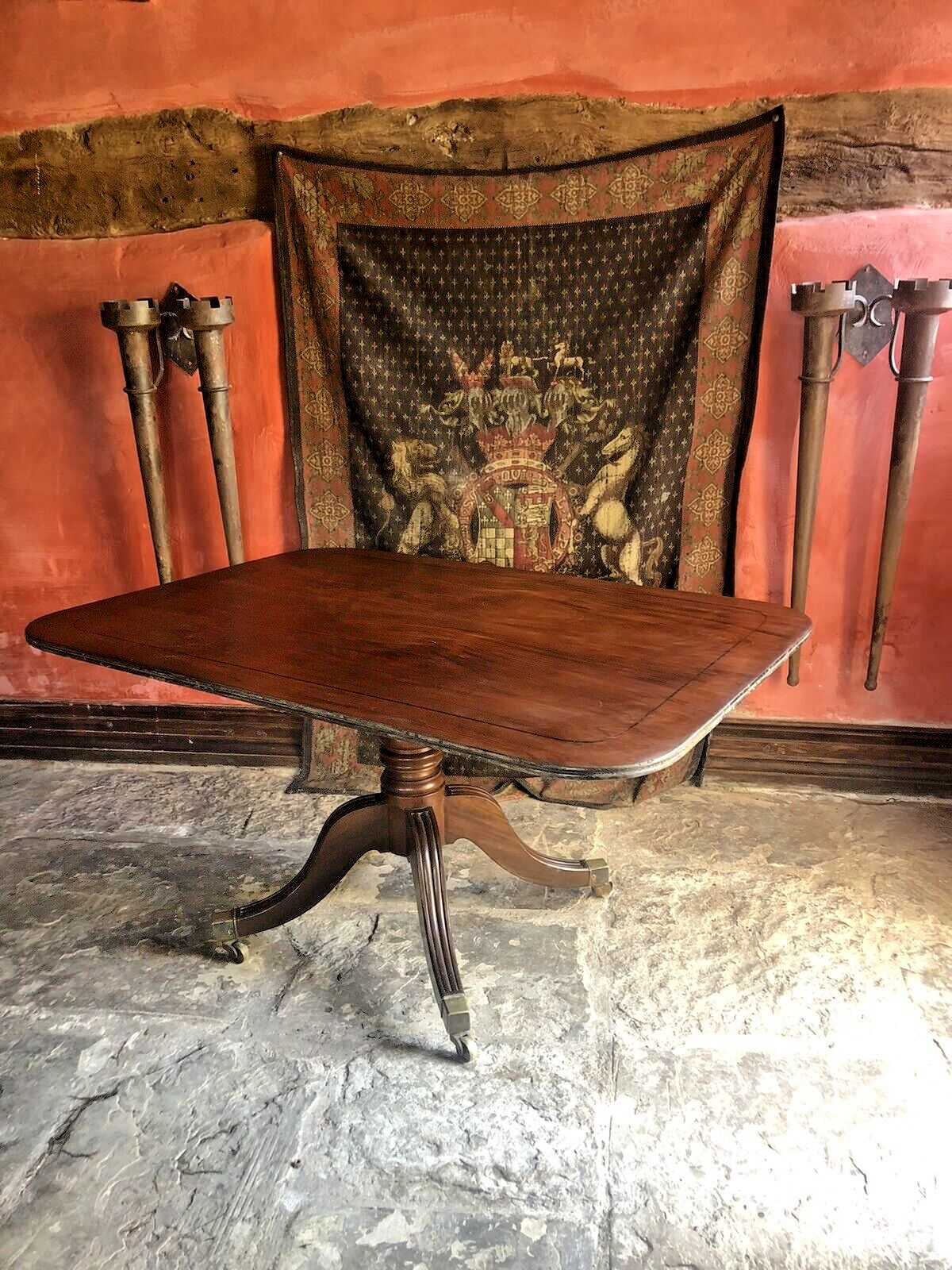 Antique Mahogany English Georgian Period Tilt Top  Breakfast Dining Table C 1820 photo vinterior