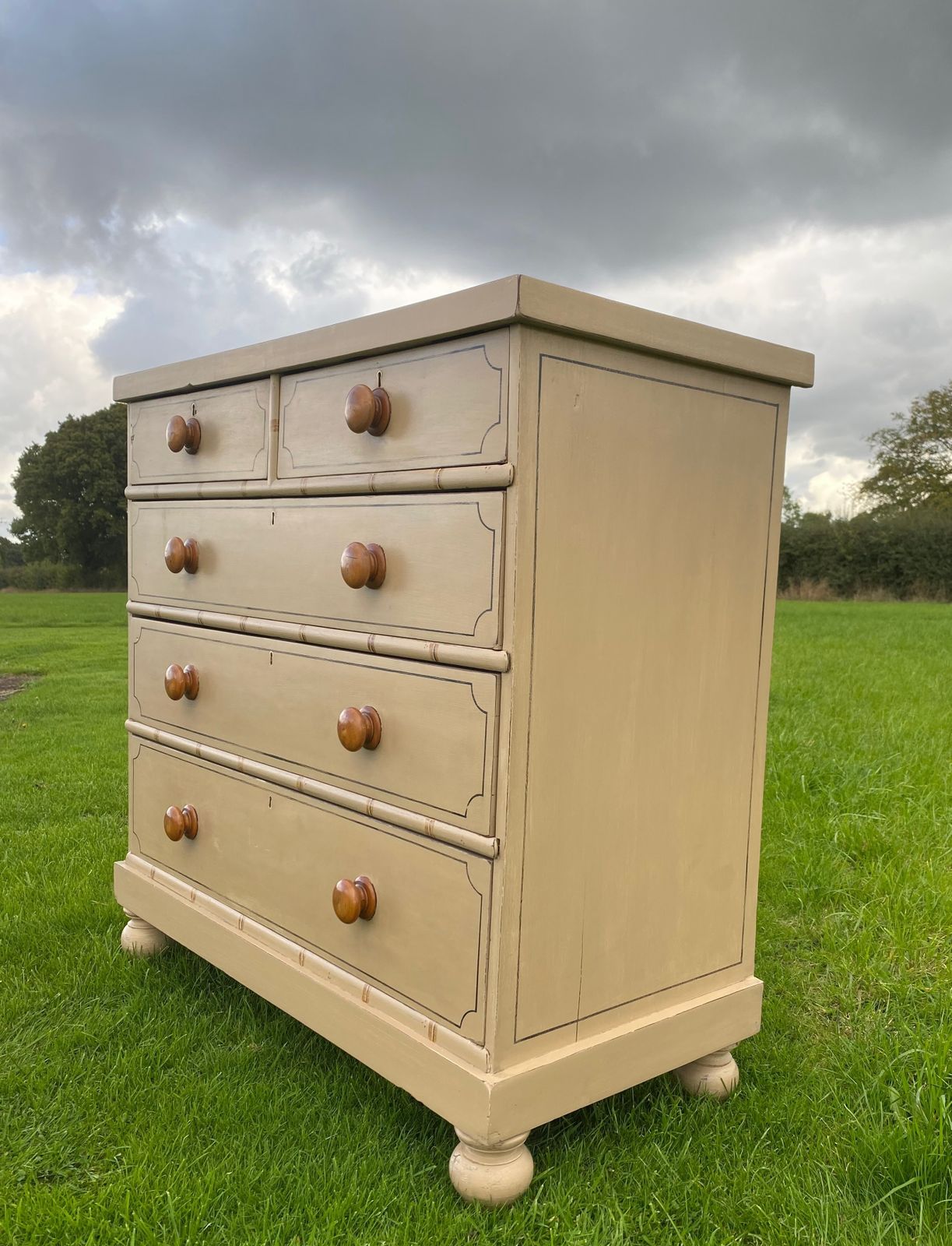 Faux Bamboo Regency Style Painted Chest Of Drawers photo vinterior