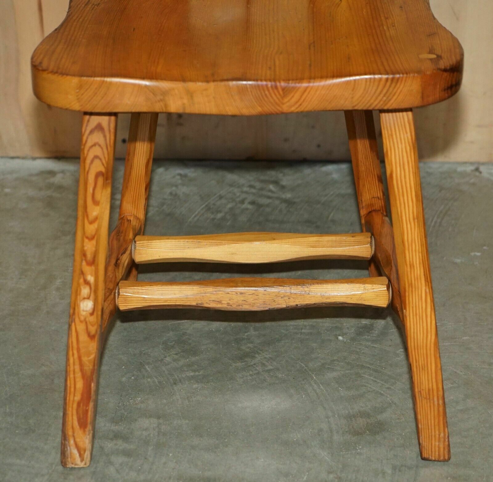 Suite Of Eight English Country House Vintage Pine Dining Chairs Heart Backs 8 photo buy