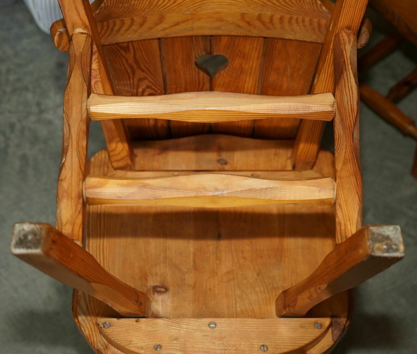 photo buy Suite Of Eight English Country House Vintage Pine Dining Chairs Heart Backs 8