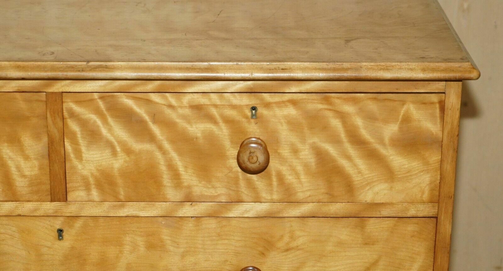 Stunning Antique Victorian 1880 Satin Birch Holland & Son's Chest Of Drawers photo 3950.0