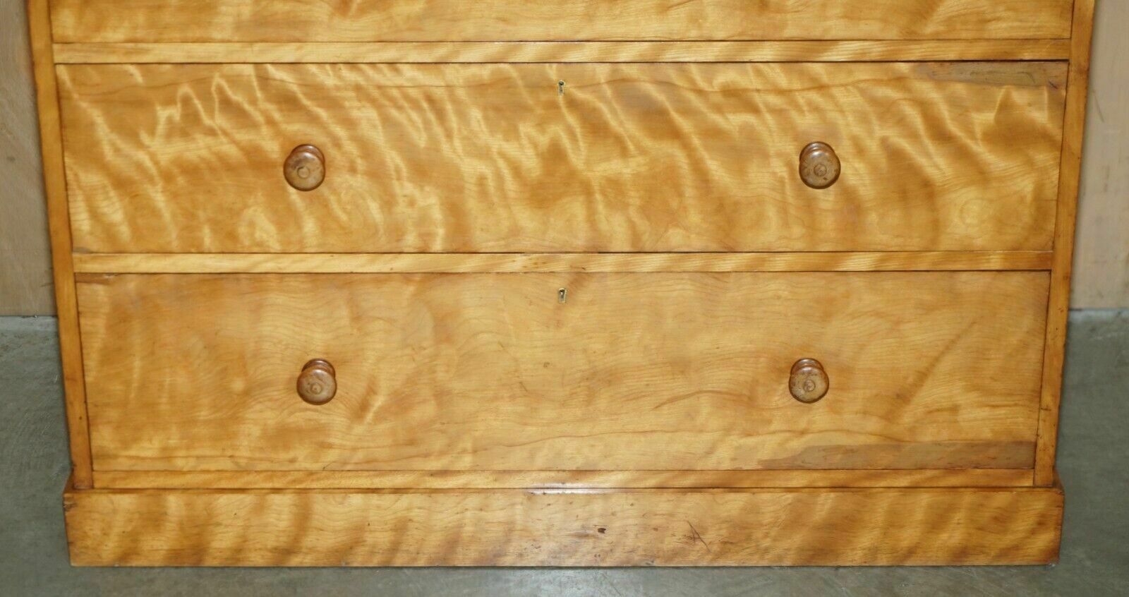 Stunning Antique Victorian 1880 Satin Birch Holland & Son's Chest Of Drawers photo vintage