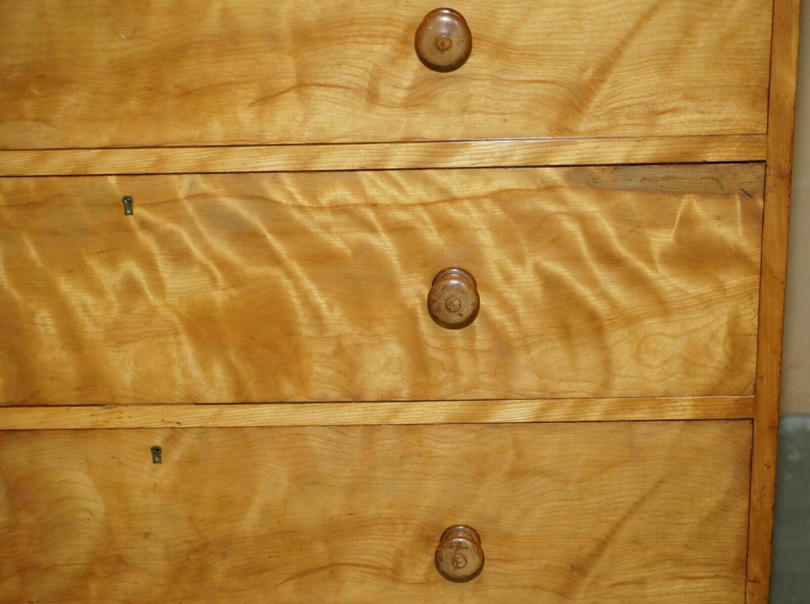 photo for sale Stunning Antique Victorian 1880 Satin Birch Holland & Son's Chest Of Drawers