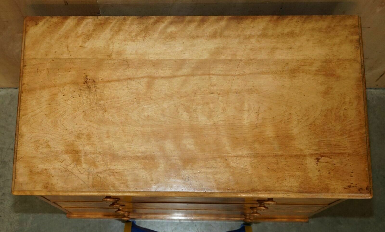 Furniture Stunning Antique Victorian 1880 Satin Birch Holland & Son's Chest Of Drawers photo