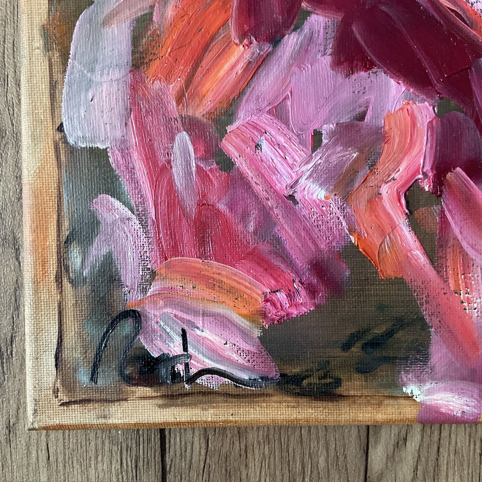 Original Oil Painting Pink Red Abstract Roth 8 X 8 Inches Art Gift Contemporary photo furniture
