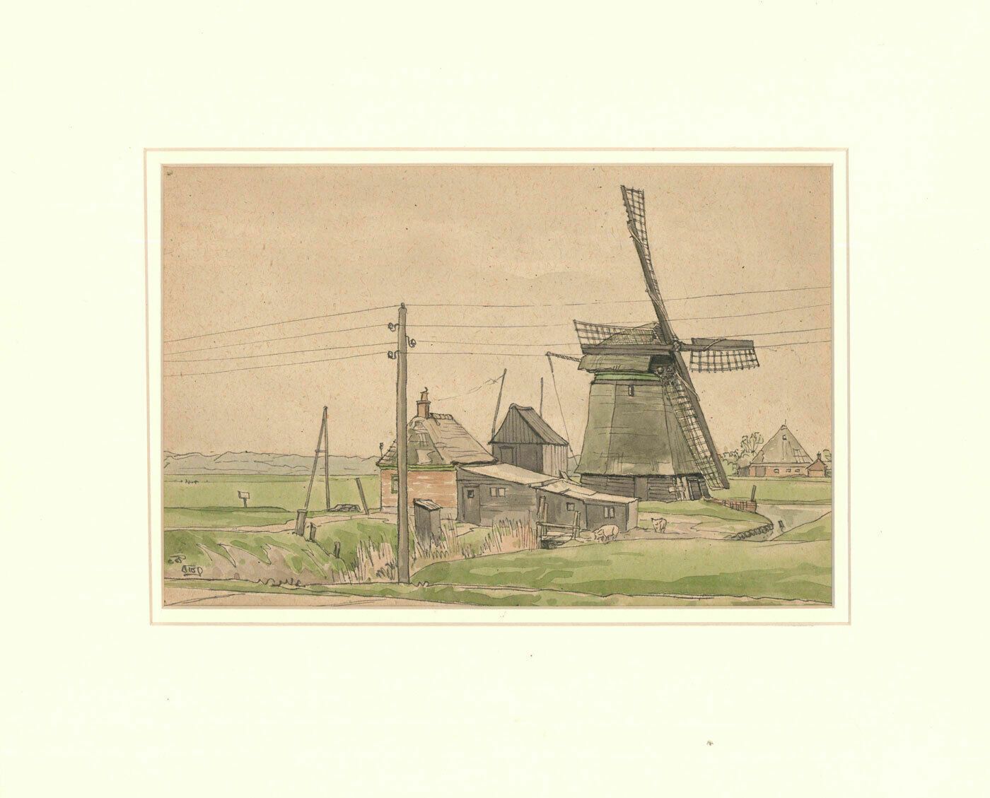 20th Century Watercolour The Norfolk Farm photo furniture
