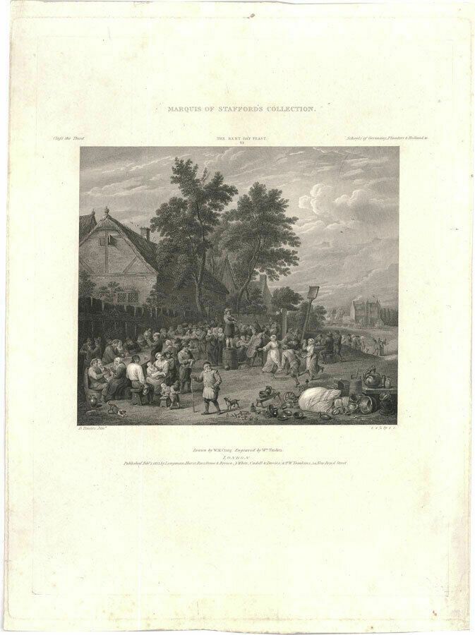 After David Teniers (1610 1690)  1813 Engraving, The Rent Day Feast photo furniture