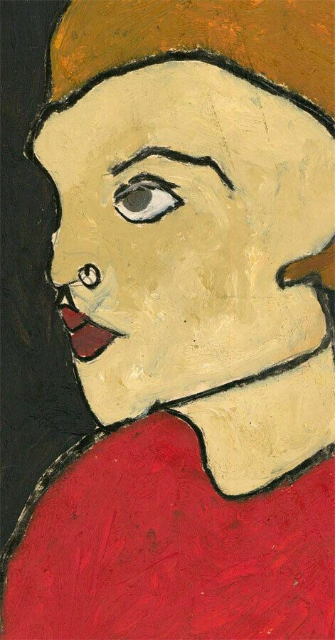 Ben Carrivick Contemporary Oil, Woman In Red