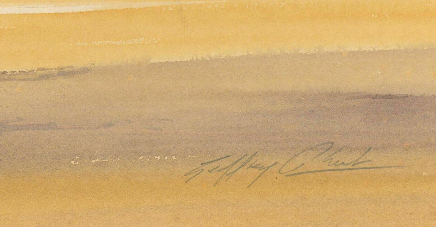 Geoffrey Plant (1939 2000) 20th Century Watercolour, Sunset Reflections photo for sale
