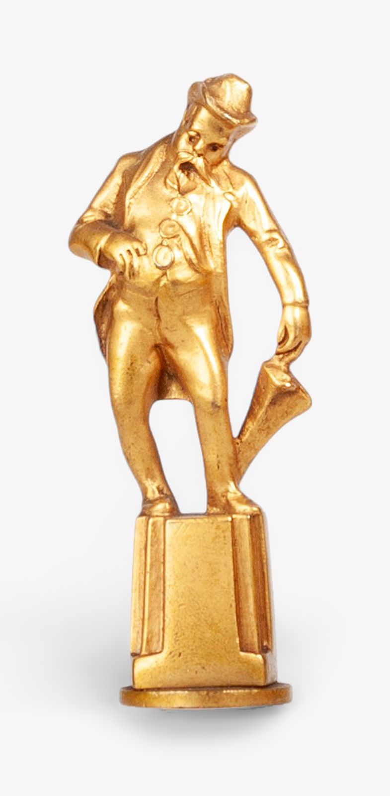 Early 20th Century Art Déco Golden Bronze Small Sculpture/Figurine Seal Of A Gentleman, England