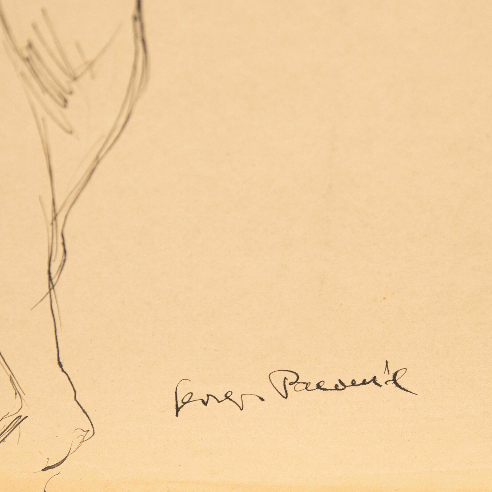 Georges Pacouil (1903 1996) Mid 20th Century India Ink, Stretching Nude photo Art