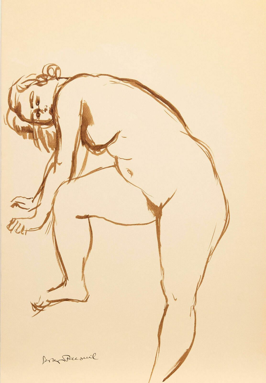 Georges Pacouil (1903 1996) Mid 20th Century India Ink, Nude Study III