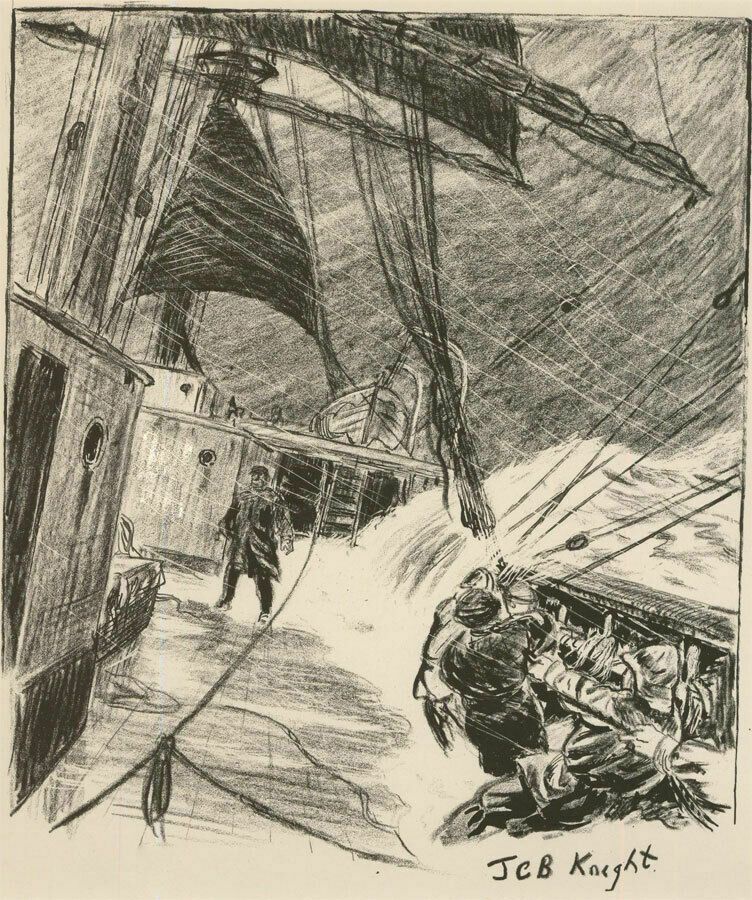James Charles Burdett Knight (1897 1997) Lithograph, Stormy Seas