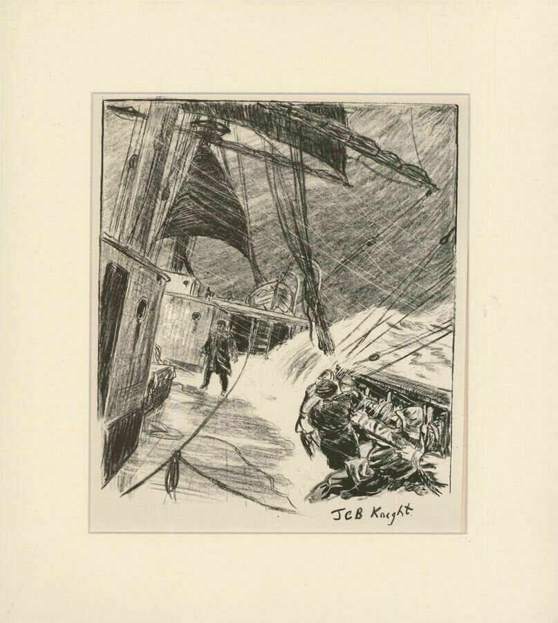 James Charles Burdett Knight (1897 1997) Lithograph, Stormy Seas photo furniture