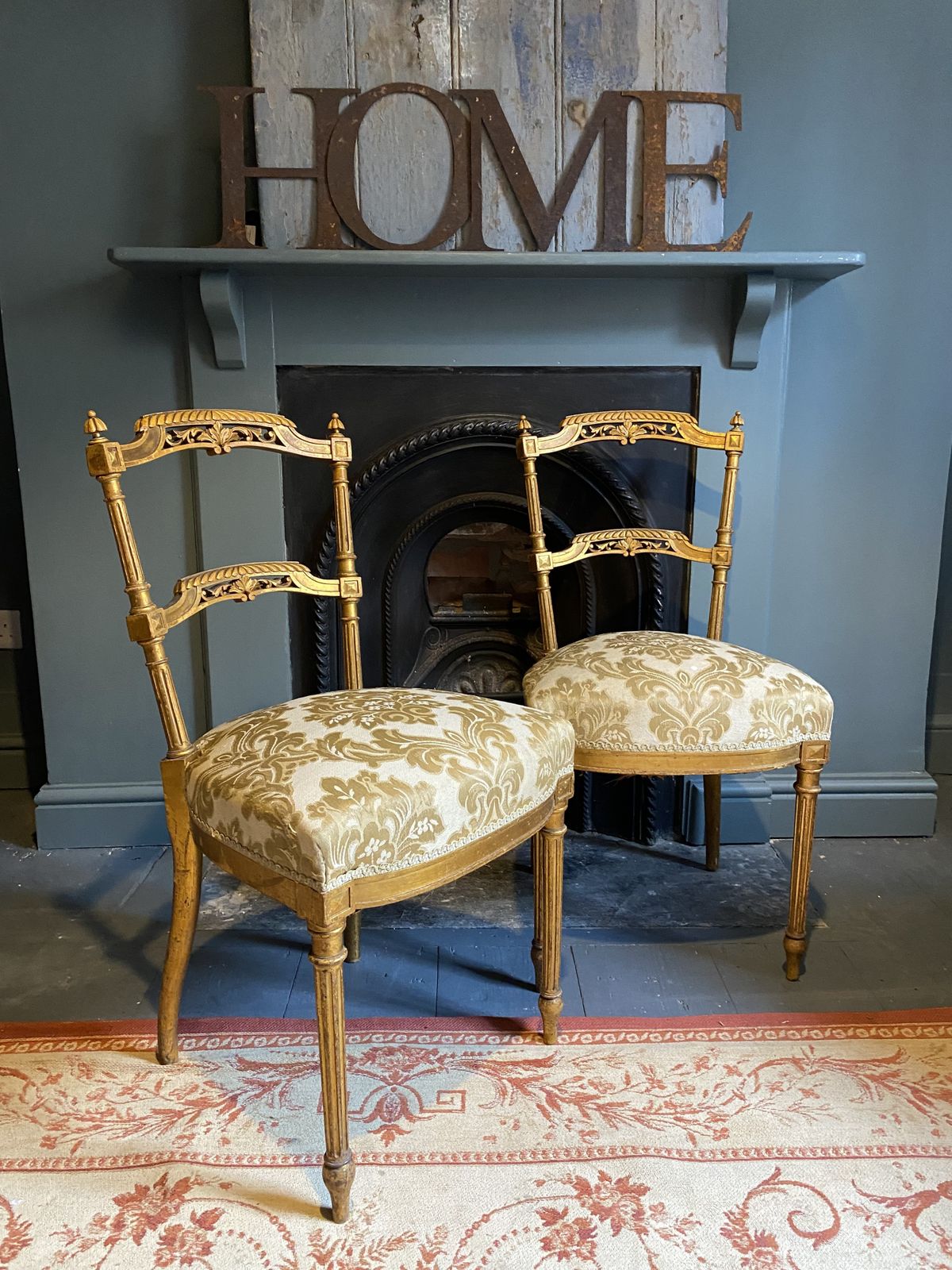 A Pair Of French 19th Century Gilded Chairs