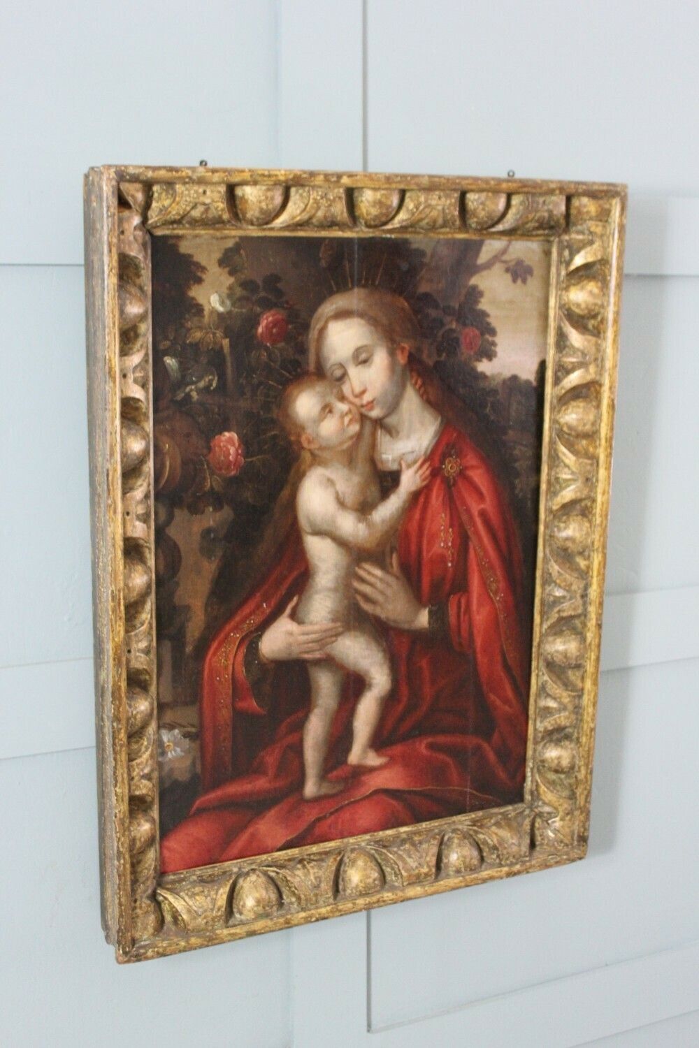 The Madonna And Child In A Rose Garden School Ambrious Benson Painting photo furniture