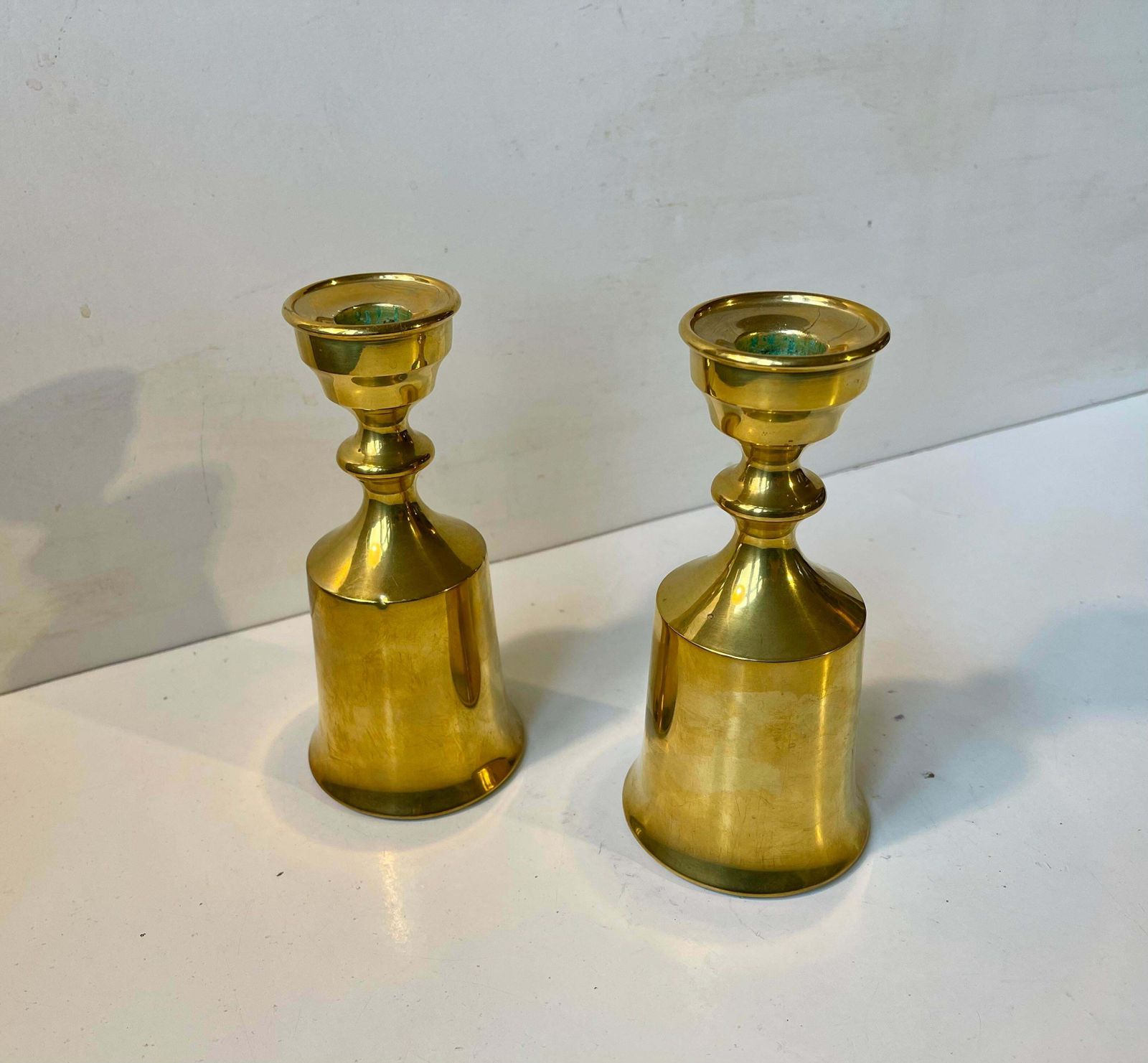 Vintage Danish Candlesticks In Brass By Boyes Metalkunst, 1970s, Set Of 2 photo vinterior