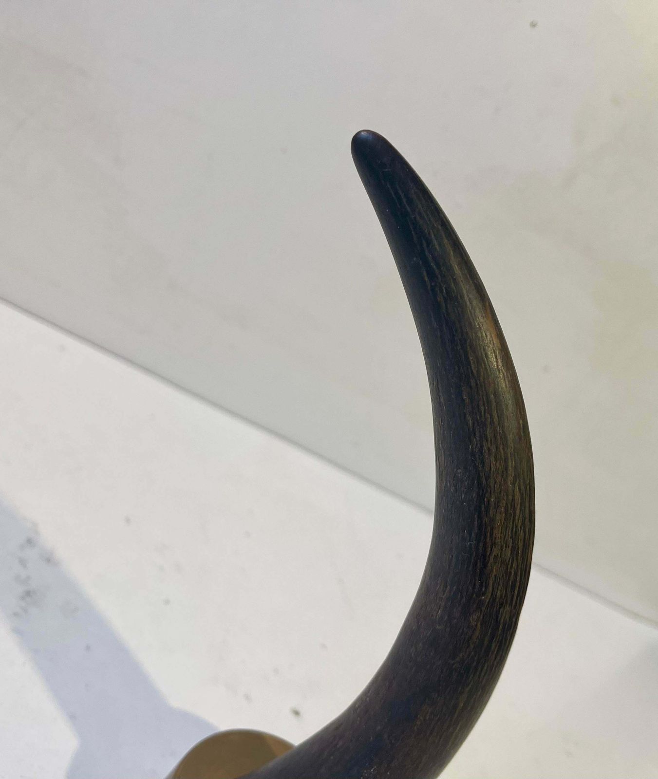 Abstract Brutalist Sculpture In Bronze & Black Horn, 1970s photo vintage