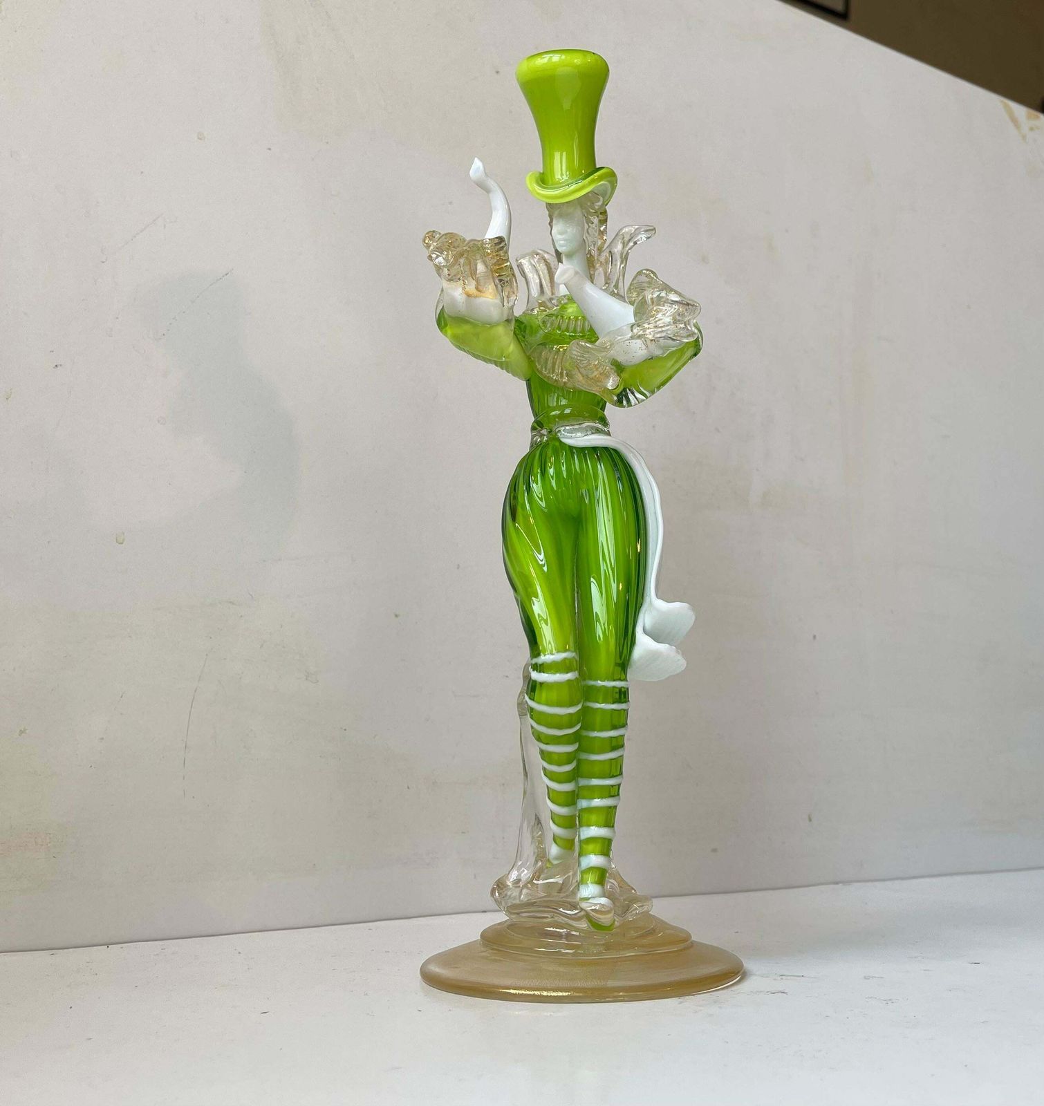 Vintage Kelly Green Venetian Murano Glass Dancers By Franco Toffolo, 1960s photo vintage