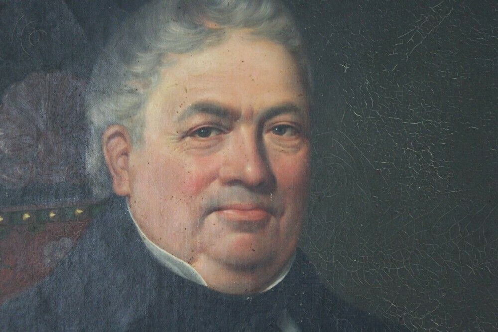 Large Antique Portrait Of French Gentleman photo vinterior
