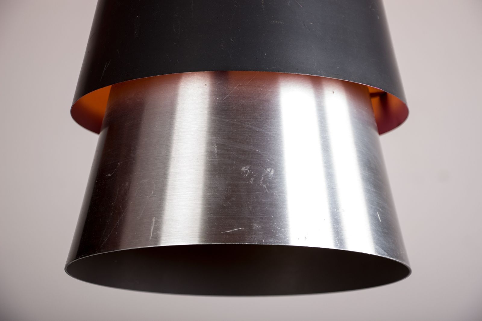 Large Danish Aluminum Pendant Light, Corona Model By Jo Hammerborg For Fog & Mørup 1960. photo Lighting