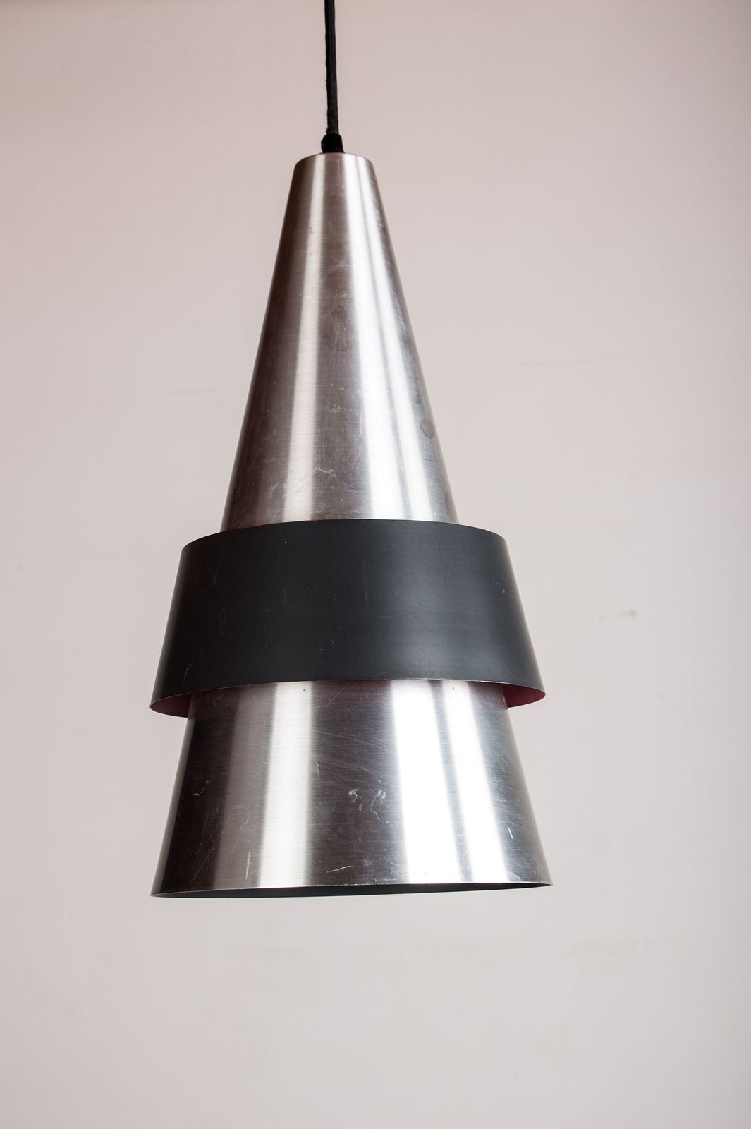 Large Danish Aluminum Pendant Light, Corona Model By Jo Hammerborg For Fog & Mørup 1960.