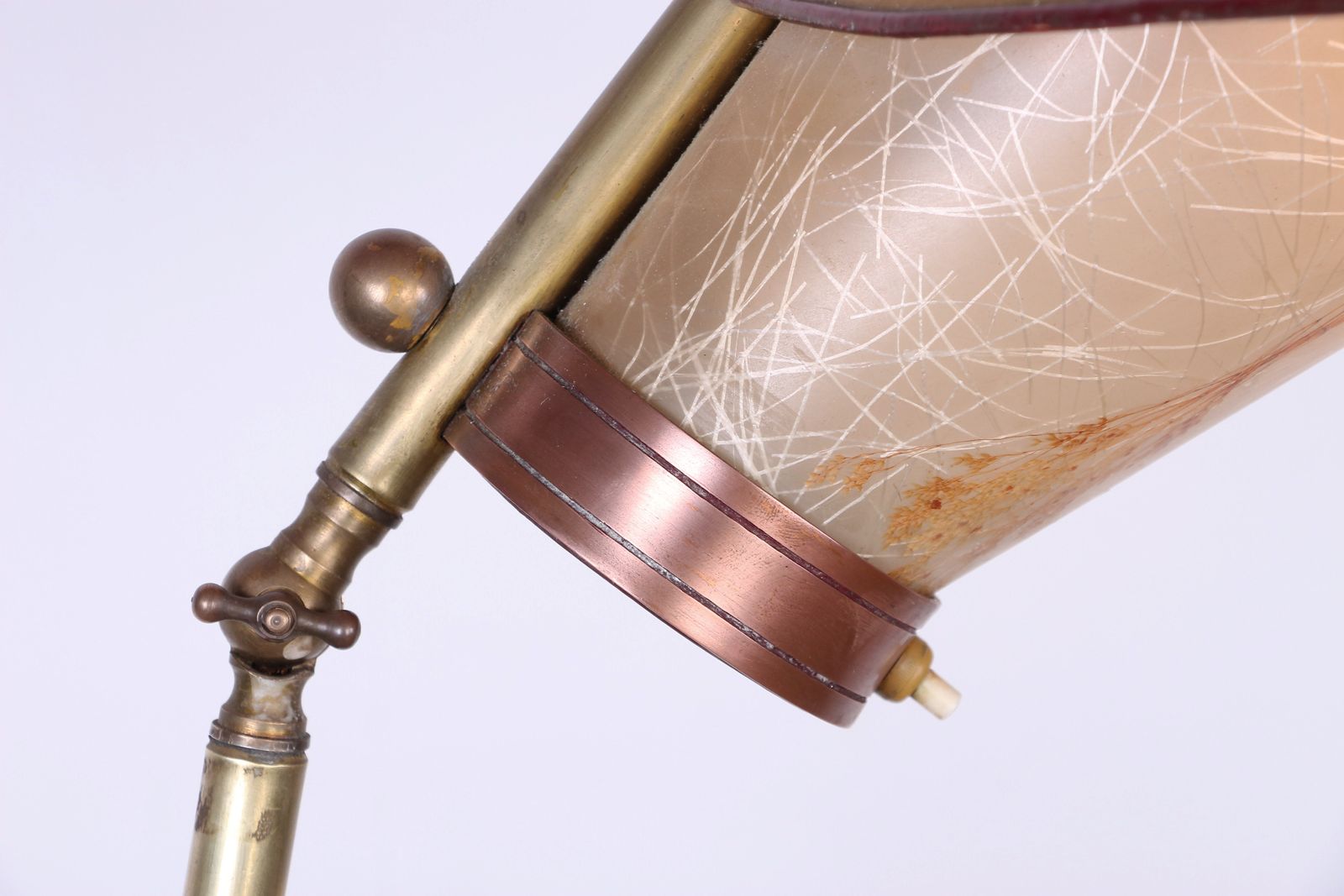 Italian Floor Lamp In Brass With Conical Base, Adjustable In Inclination And Height, Stilnovo 1950 photo vinterior