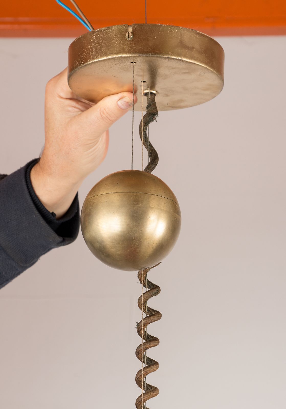 Large, Height Adjustable Pendant Light In Glass And Brass, Orion Model By Schwarz And Staff Leuchten 1965 photo 2000.0
