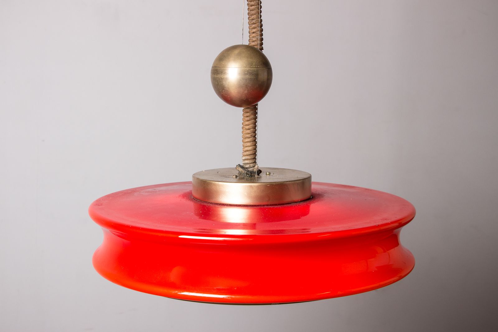 Lighting Large, Height Adjustable Pendant Light In Glass And Brass, Orion Model By Schwarz And Staff Leuchten 1965 photo