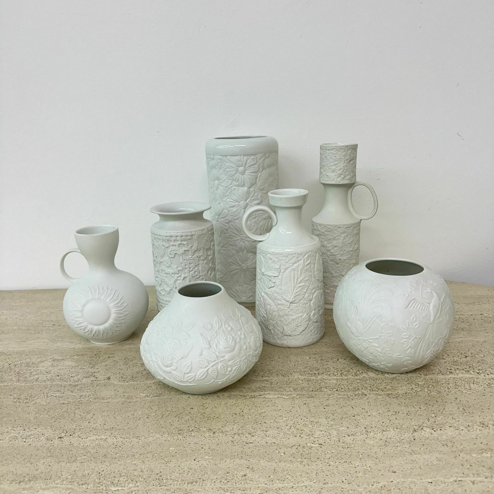 Set Of 7 German Bisque Vases Kaiser Bavaria , 1960s photo for sale