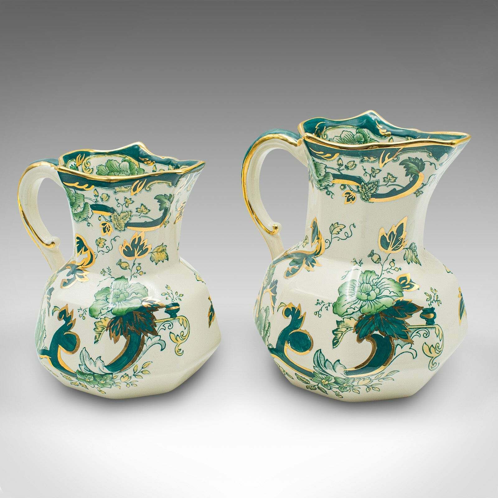 Antique Set Of Table Pouring Jugs, English, Ceramic, Gravy, Sauce, Cream, C.1920 photo vinterior