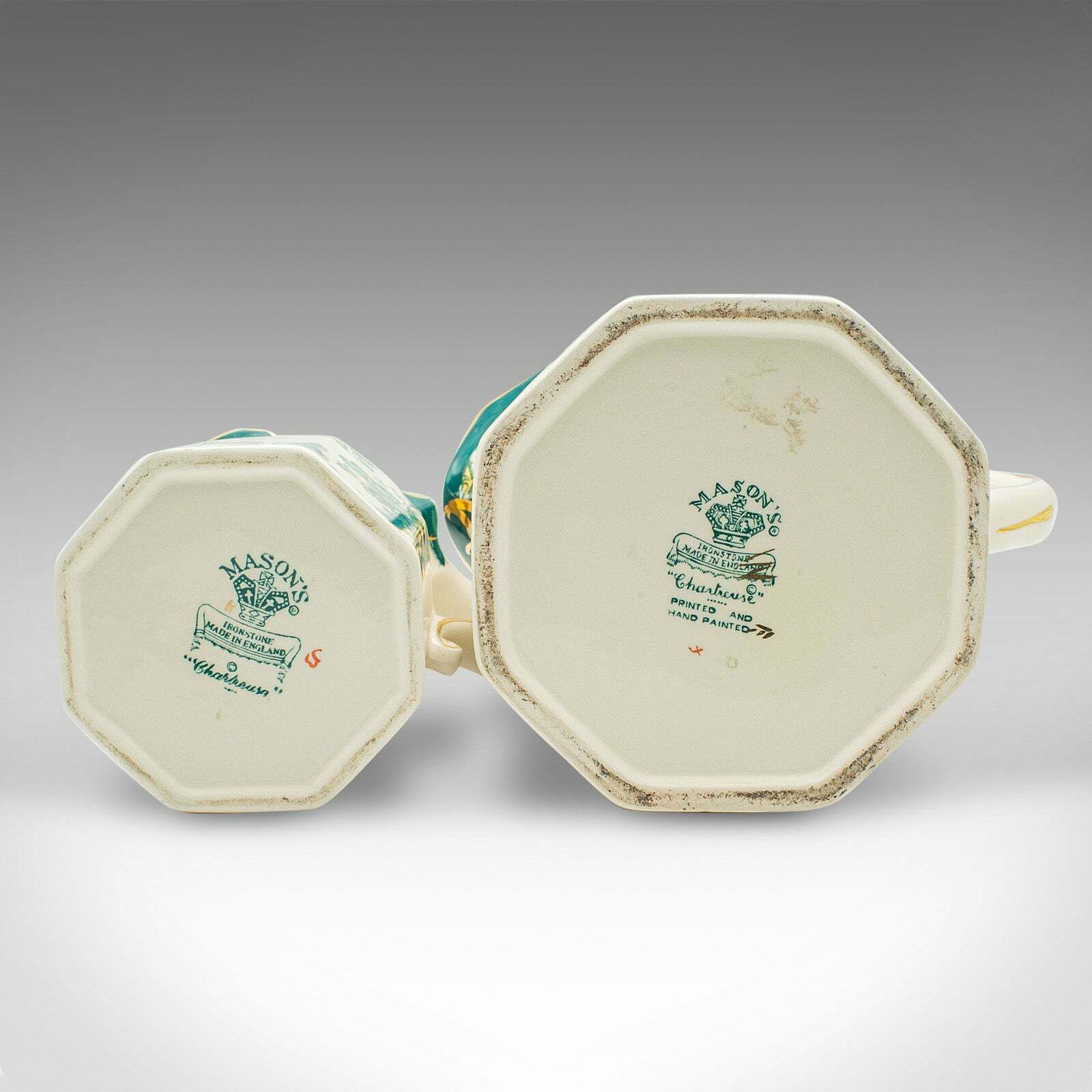 photo for sale Antique Set Of Table Pouring Jugs, English, Ceramic, Gravy, Sauce, Cream, C.1920