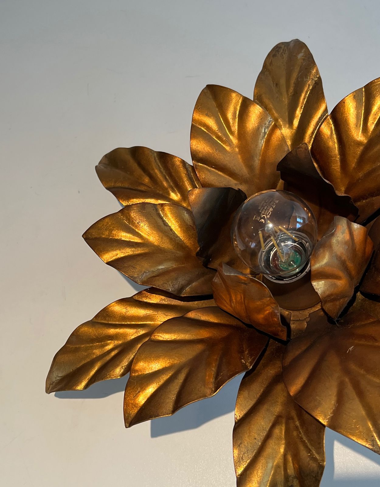 Flower Wall Lamp In Gold Metal In The Style Of Maison Jansen photo buy