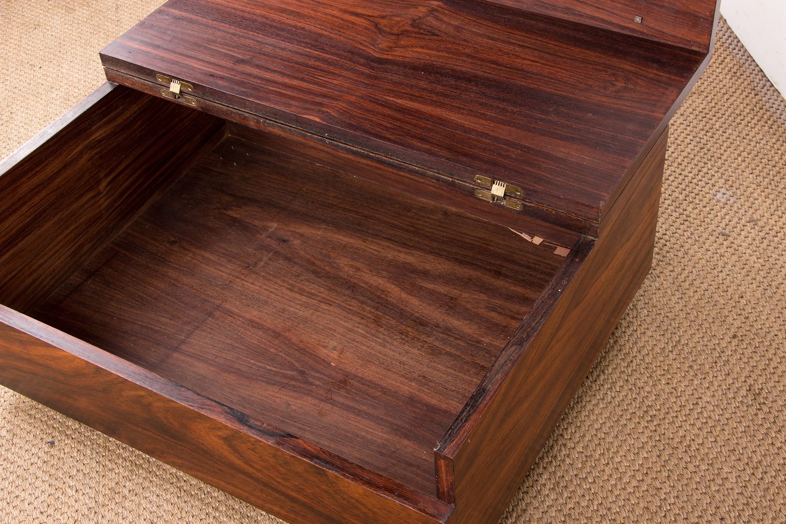 Danish Rosewood Rolling Coffee Table, Chest, 1960s. photo vintage