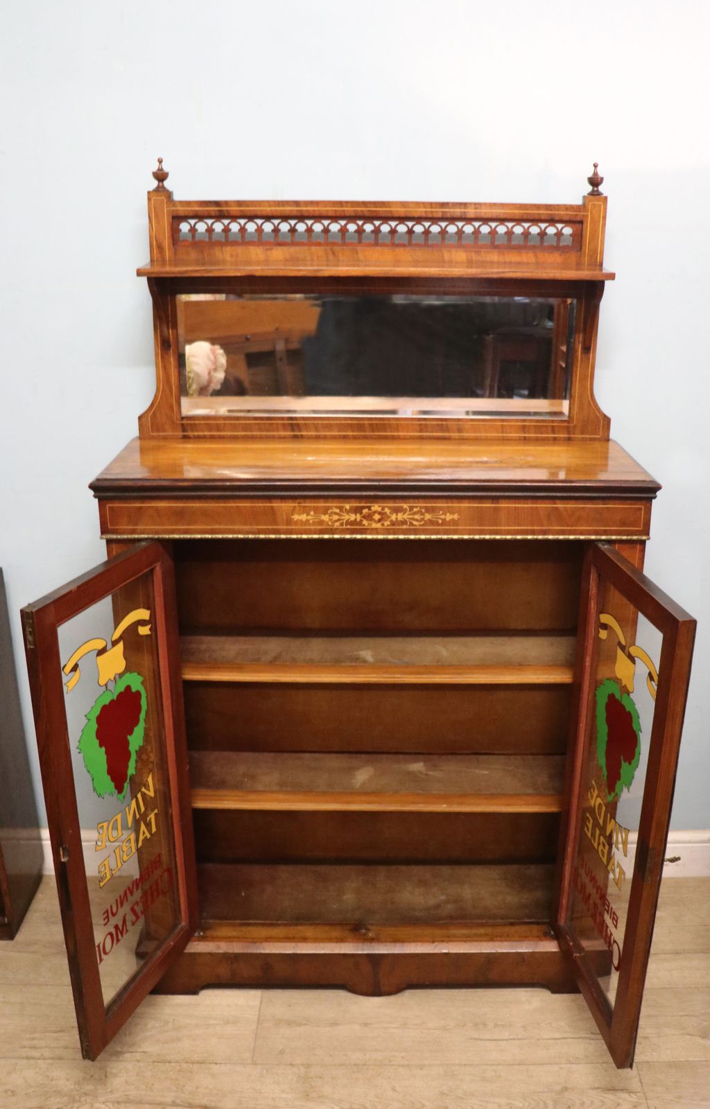 A Lovely Late Victorian Walnut Veneered And Inlaid Display Cabinet. photo furniture