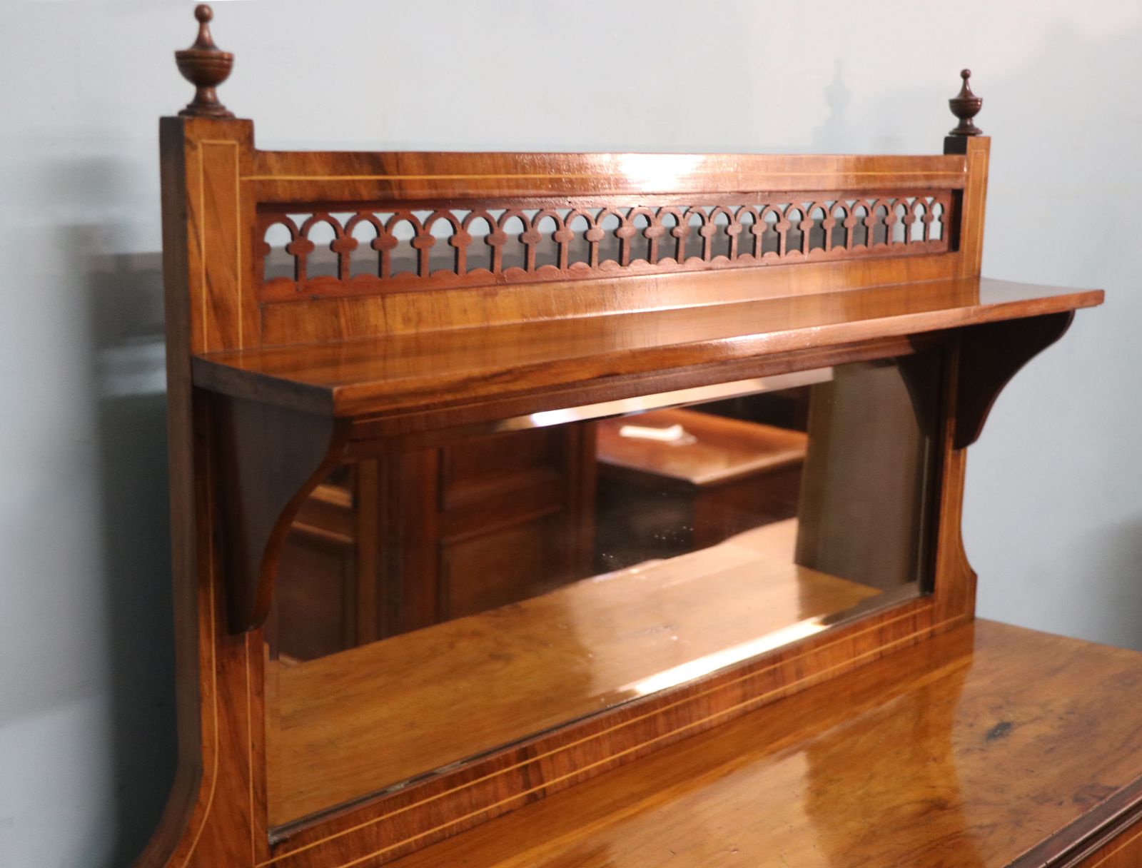 Furniture A Lovely Late Victorian Walnut Veneered And Inlaid Display Cabinet. photo