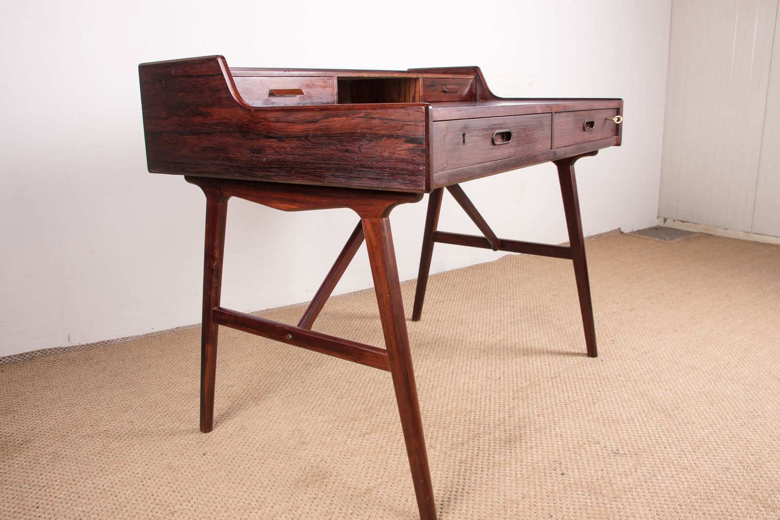 Danish Rosewood Desk, Model 56 By Arne Wahl Iversen For Vinde Mobelfabrik 1960.