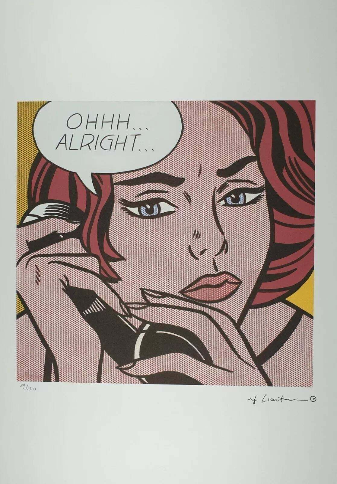 1980s Roy Lichtenstein "Ohhh...Alright" Limited Edition Lithograph photo furniture