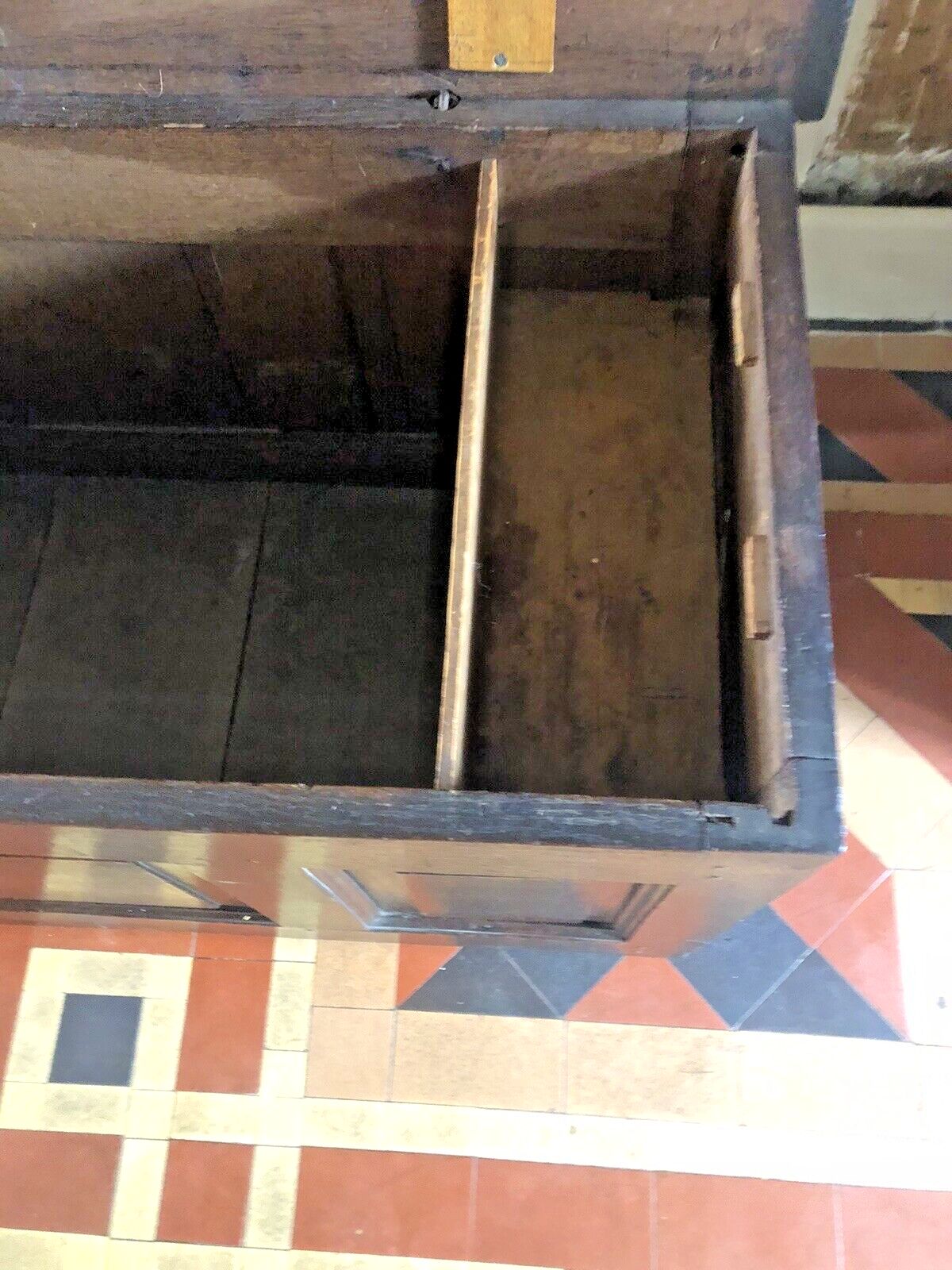 photo for sale Antique Period English Original Georgian Rustic Oak Coffer Chest Trunk