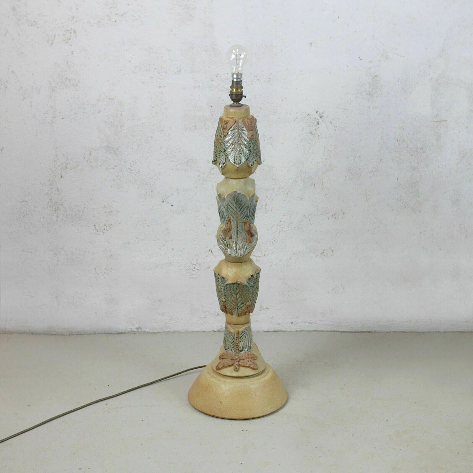 Mid Century Bernard Rooke Studio Pottery Totem Floor Lamp Dragon Fly #102666 photo 785.0