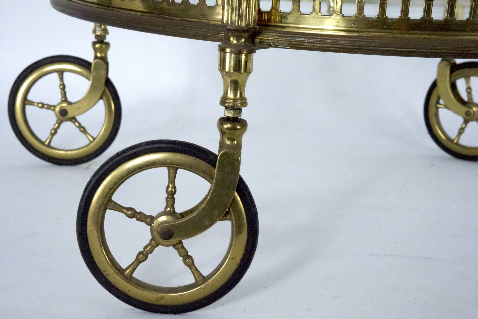 1820.0 Mid Century Modern Brass And Glass Bar Cart By Cesare Lacca, Italy, 1950s. photo