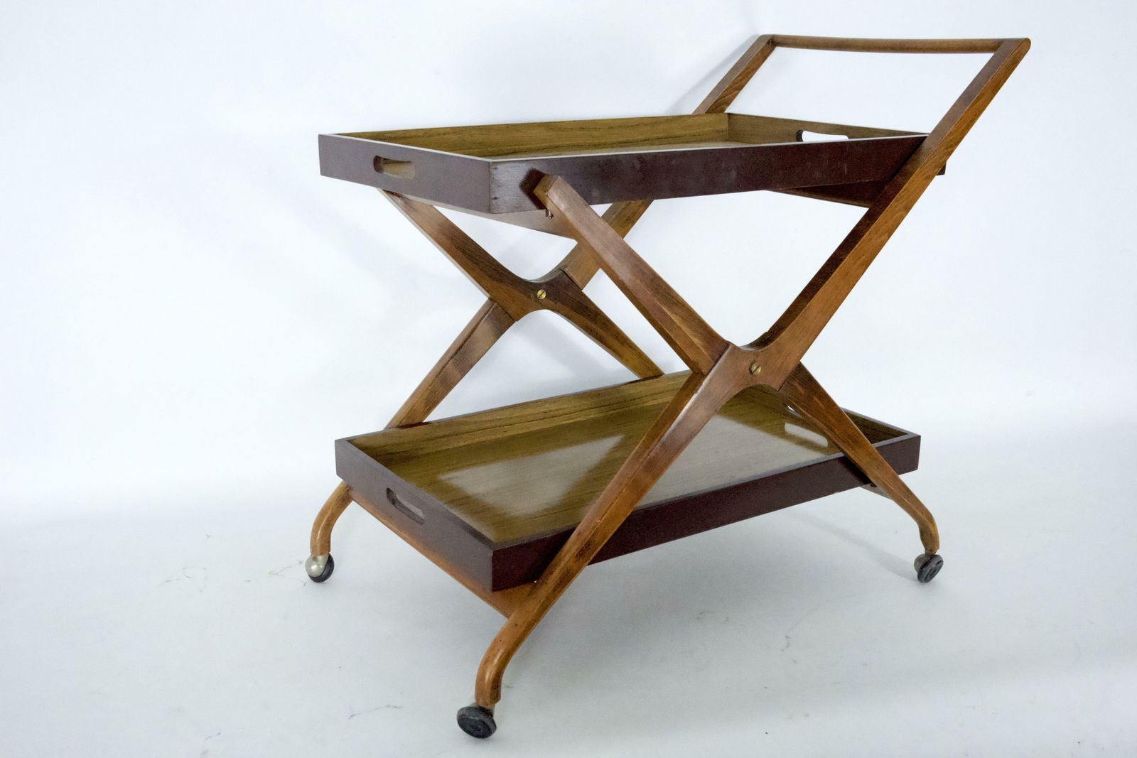 Mid Century Wood And Formica Bar Cart In The Manner Of Angelo Ostuni, Italy 1950s. photo vinterior