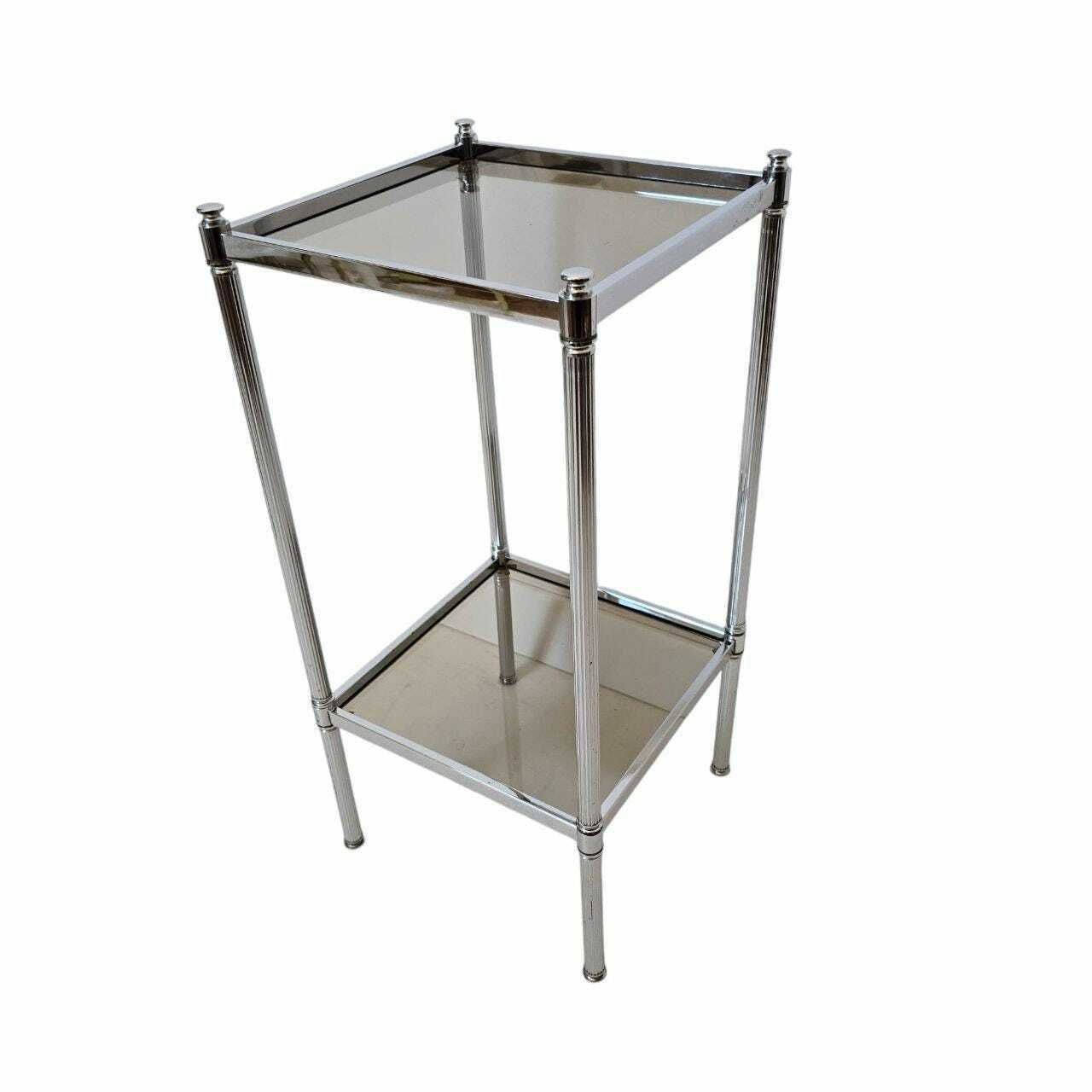 Vintage Mid Century Modern Chrom And Smoky Glass Rack photo buy