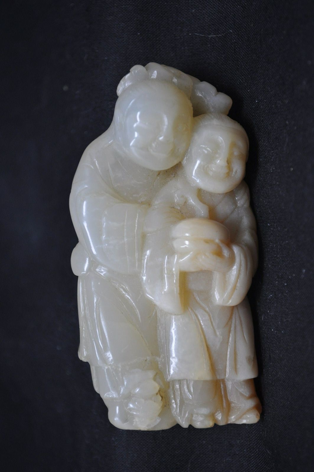 Antique Chinese Hardstone He He Twins Carving  Qing Dynasty photo Art